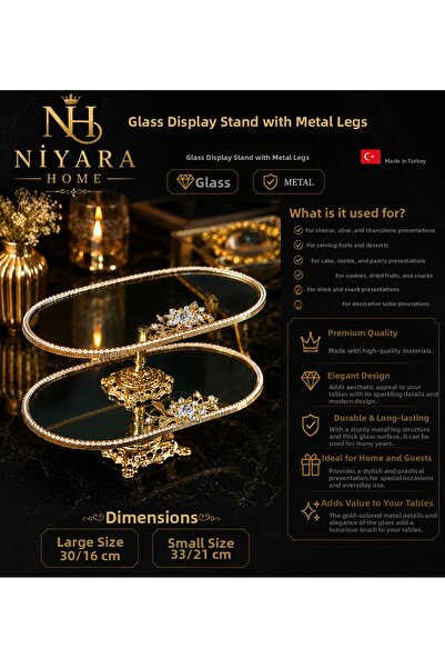 Niyara home Glass Presentation Stand with Metal Legs Glass Presentation Stand...