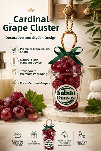 sabundünyası Cardinal Grape Bunch Soap 250 Gr, Stringed Herbal Olive Oil Soap...