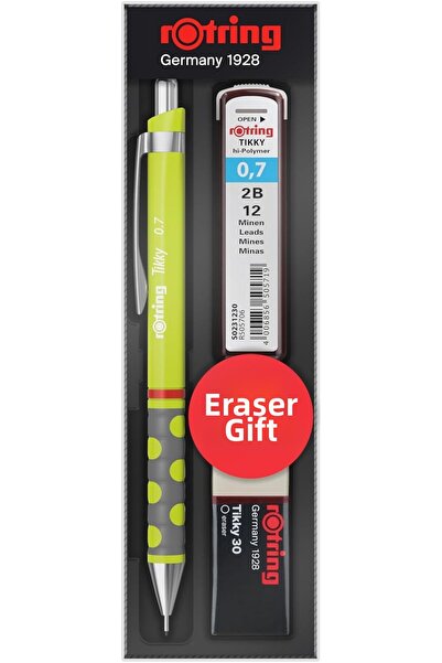 Rotring Tikky Rd 0.7+Min Eraser with Gift - Lime Green