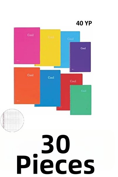 KESKİN COLOR 30 Τεμάχια Α4 Cool Spiralli 40 Φύλλα Καρό Τετράγωνο Τετράδιο με ...