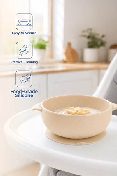 Babyjem Silicone Vacuum Bowl Ecru