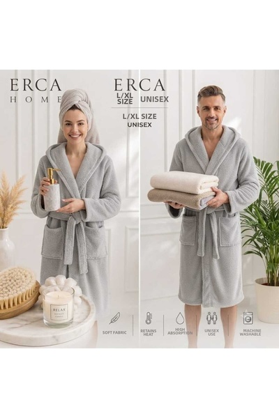 Erca Home Tekstil Ürünleri رداء حمام من القطن بنسبة 100% / للجنسين / ناعم / ل...