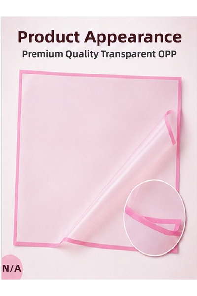 ÇINARASYADAHOME Pink Framed Transparent Opp Flower Bouquet Wrapping Paper 57X57 cm Gift Packaging 4 Pieces