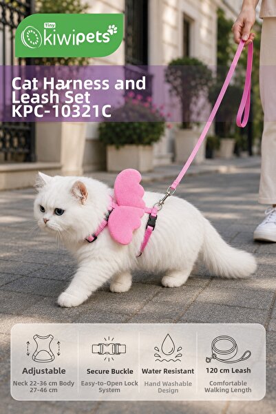 Tiny Kiwipets Kpcl-10321C Cat Collar and Leash Set |   Adjustable Neck and Bo...