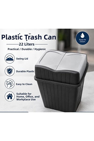MYBOX 22 L - Slim Trash Can with Dual Lids - Decorative Home Office Bathroom ...