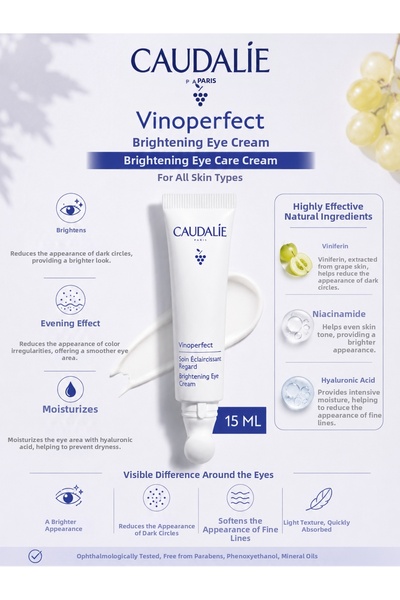 Caudalie Eye Contour Brightening, Helps Reduce the Appearance of Blemishes, M...