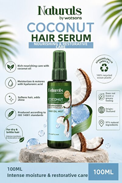 Naturals By Watsons Repairing & Shine-Enhancing: Coconut Hair Serum 100 ml - ...
