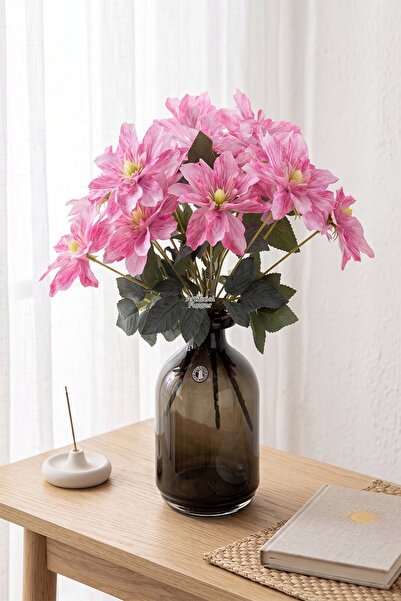 Yapay Çiçek Deposu Artificial 5-Flower Star Flower 30 cm Fuchsia