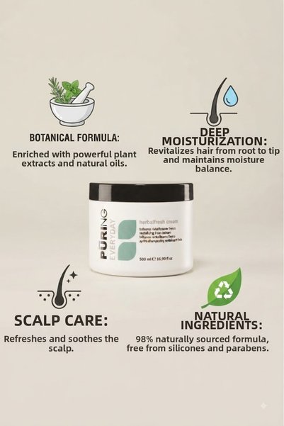PURING Everyday Herbal Fresh Menthol Botanical Extract Refreshing Hair Care Cream 500 ml