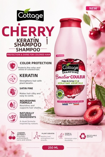 Cottage Color Protecting & Shine Keratin Shampoo 250 ml - Cherry Extract