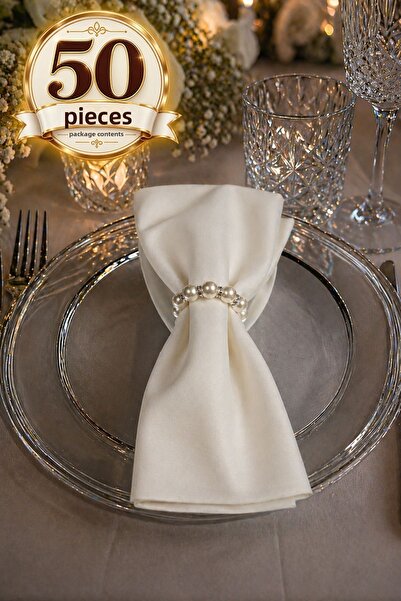 ilmek Fabric Napkins 50-Pack |   Napkin Ring Gift Set, Complete with 100 Pieces