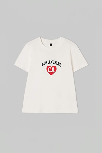 TRENDYOLKIDS Ecru Plain Knitted T-Shirt Tkdss26Ts00079