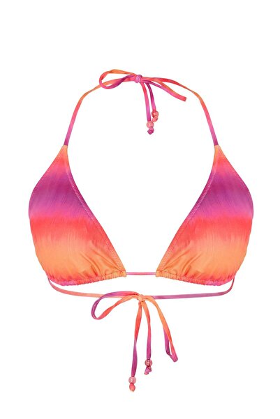 Trendyol Curve Top de bikini cu model abstract și legături triunghiulare, măr...