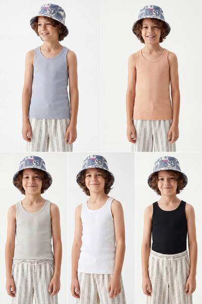 TRENDYOLKIDS Mehrfarbiger 5-teiliger gestrickter Jungen-Unterhemd TKDAW26AL00001