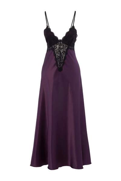 Trendyol Collection Purple 100% Polyester Plain Satin Woven Nightgown Thmaw27...
