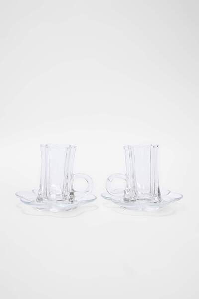 TRENDYOLMİLLA HOME Set of 2 Flower-Shaped Tea Cups with Handles Tphaw27Brd00001