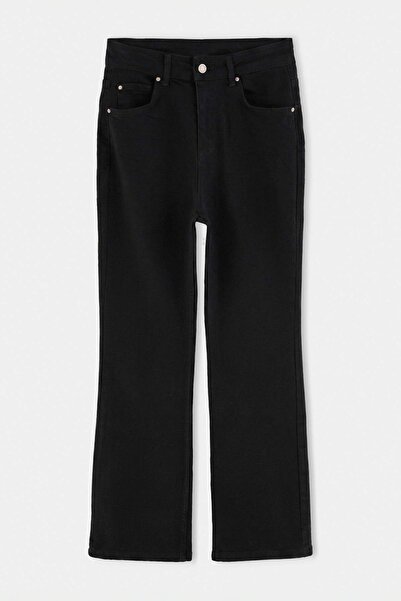 Trendyol Collection Black Extra Flexible High Waist Crop Flare Jeans Twoaw27J...