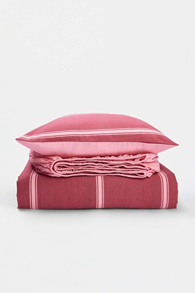 TRENDYOLMİLLA HOME Single Striped Reversible Elastic Sheet Duvet Cover Set