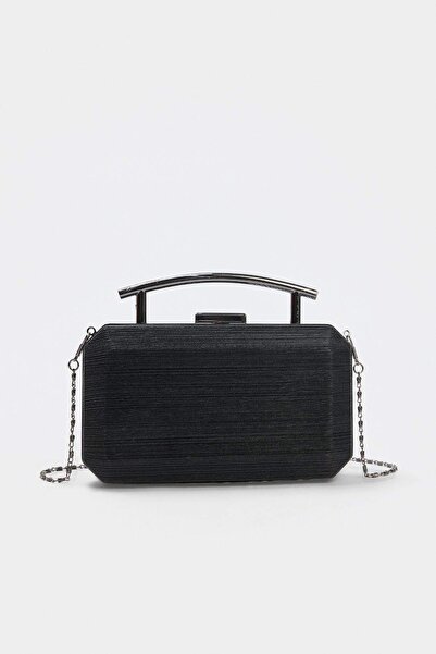 TRENDYOL SHOES Black Handle Detailed Women's Portfolio & Clutch Bag Takaw27Py...