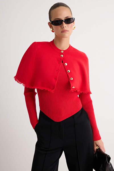 Trendyol Kollektion 2er-Pack Strickpullover mit abnehmbarem roten Umhang TWOA...