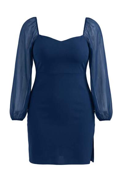 Trendyol Curve Petrol Woven Plus Size Dress Tbbaw24Ah00089