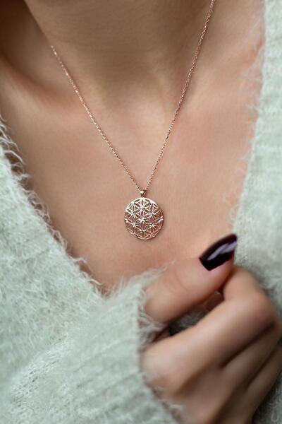 BY BARUN SİLVER Yaşam Çiçeği Rose Gümüş Kolye