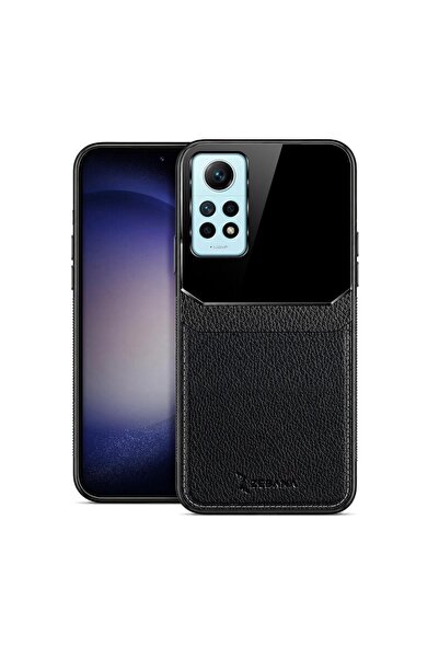 Zebana Xiaomi Redmi Note 12 Pro Uyumlu Kılıf Lens Deri Kılıf Siyah
