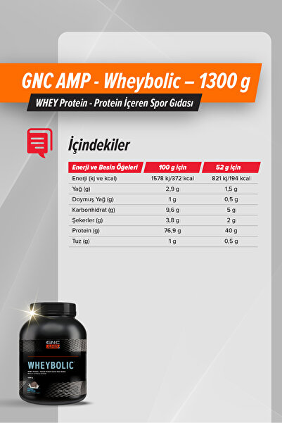 GNC AMP - Wheybolic – 1300 g (25 servis) - Bisküvi ve Krema Aromalı