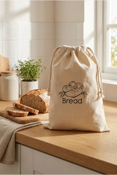 enmalife Healthy Bread Bag -40X50 Bread Pouch with Bread Print