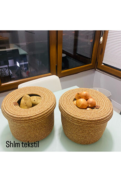 SHLM TEKSTİL Patates soğan sepeti, 2li sepet, çok amaçlı sepet, mutfak düzenl...