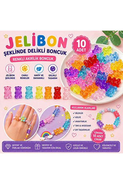 By MO Accessories 10 τεμάχια Jelly Bean Teddy Bear Beads Κρεμαστό βραχιόλι Κα...