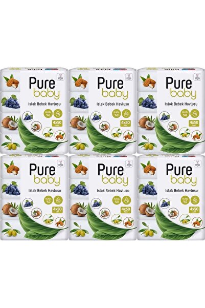 Pure Baby Wipes Islak Havlu Mendil 50 Yaprak 24 Lü Set (1200 Yaprak) (Meyveli)
