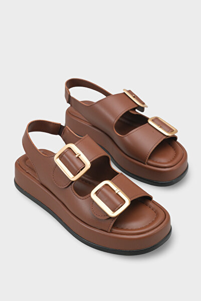 Capone Outfitters Γυναικεία σανδάλια Denice Wedge με διπλό λουράκι με αγκράφα