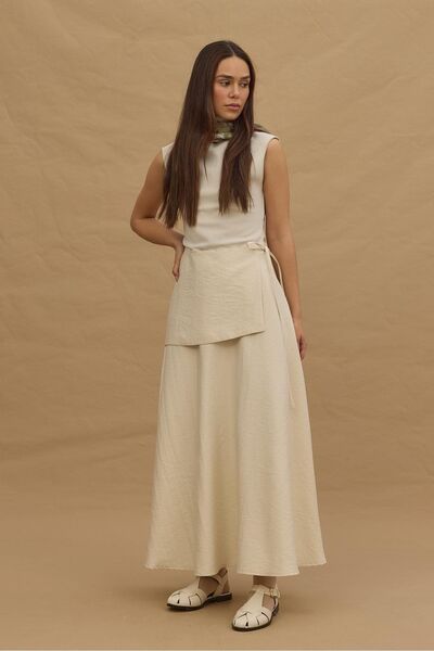 Fahhar Mobile Belted Skirt Stone