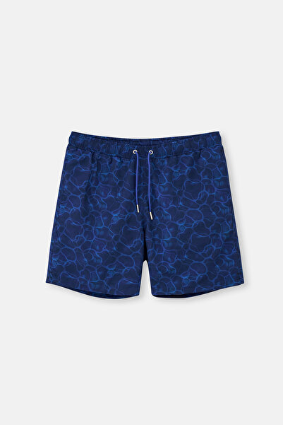 Dagi Μεσαίο σορτς κολύμβησης Navy Blue Sea Wave σχέδιο