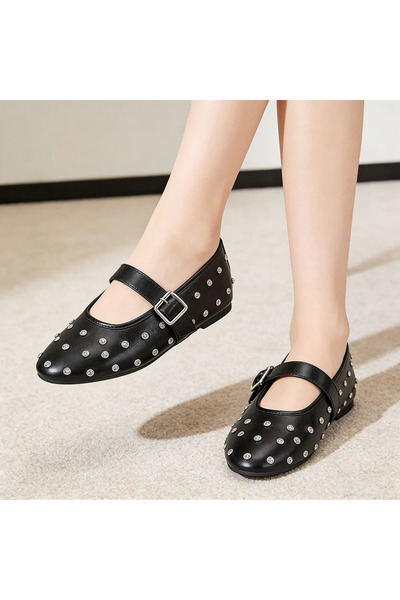 Tmall Balerini casual pentru femei, cu strasuri strălucitoare, BL501, negri
