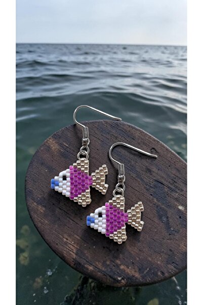SEARD Miyuki Bead Handmade Purple Fish Earrings
