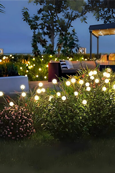 Genel Markalar 2 Adet 6 LED'li Güneş Enerjili Bahçe Aydınlatması BEYAZ Işık Peyzaj Süs Çiçeği