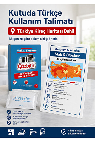 Mak & Blocker Çözbitir Kettle Kahve Makinesi Duş Başlığı Ütü Kireç Çözücü Sıvı 3’lü Kutu