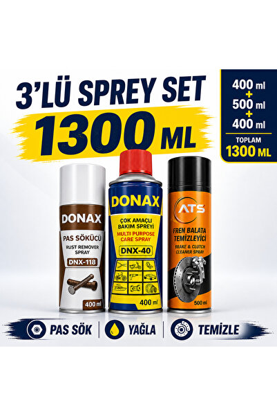 Sakin Sokak 3’lü Sprey Set 1300 ml – Pas Sökücü + Çok Amaçlı Yağlayıcı + Fren...
