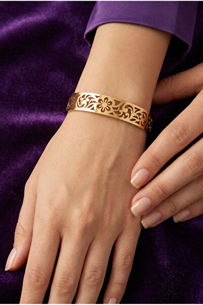 Begondio Minimalist Italian Style Laser Engraved Women's Cuff Bracelet