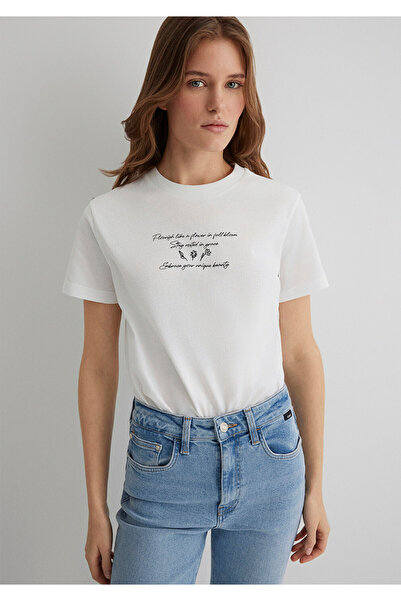 Mavi Τυπωμένο T-Shirt Ecru Regular Fit 1613133 -70057