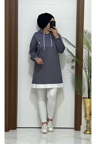 MODA ALMİRA 6060 K30 GRİ RENK RİBANALI TUNİK
