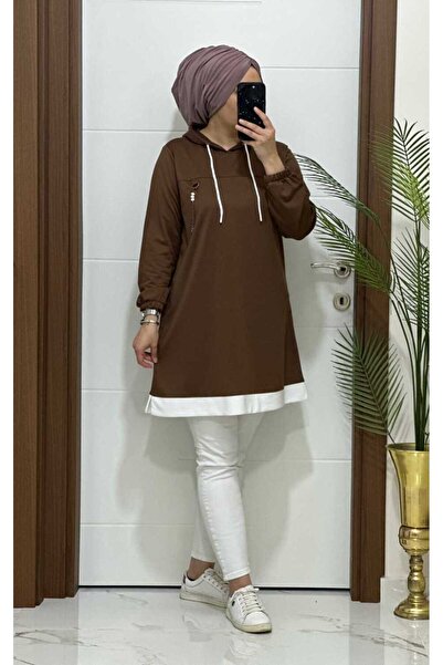 MODA ALMİRA 6060 K30 KAHVE RENK RİBANALI TUNİK