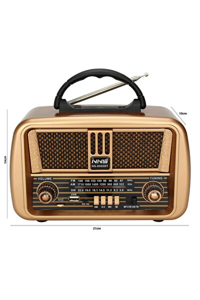 NNS Radyo Nostalji Şarjlı Pilli Bt/usb/sd/fm Nns Ns-8068bt