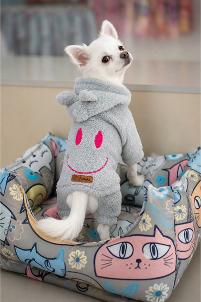 PATİLİNKA Kedi - Köpek Welsoft Peluş Kışlık Bacaklı Sweat - Pijama - Kıyafet