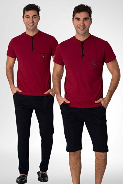Mecit Pijama Mecit 2769 Claret Red Plus Size muška pidžama sa šortama