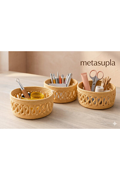 Metasupla مجموعة سلال الحمام المكونة من 3 قطع من الخيزران الطبيعي، منظم من ال...