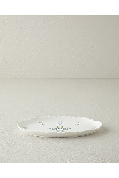 English Home Retro Paisley New Bone China Kayık Tabak 26 cm Beyaz - Mavi