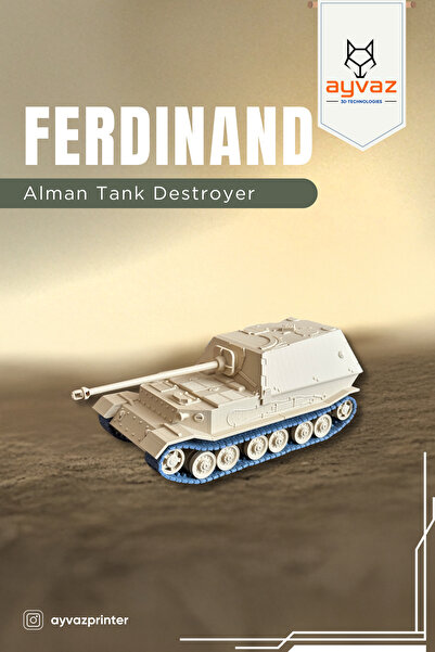 ayvazprinter FERDINAND 1/35 Ölçek, 9,6x23,2x8,5 cm Boyutlu, Hareketli Palet S...